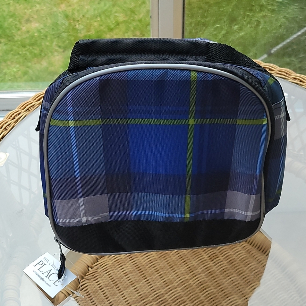 Childrens Place blue plaid lunchbox
